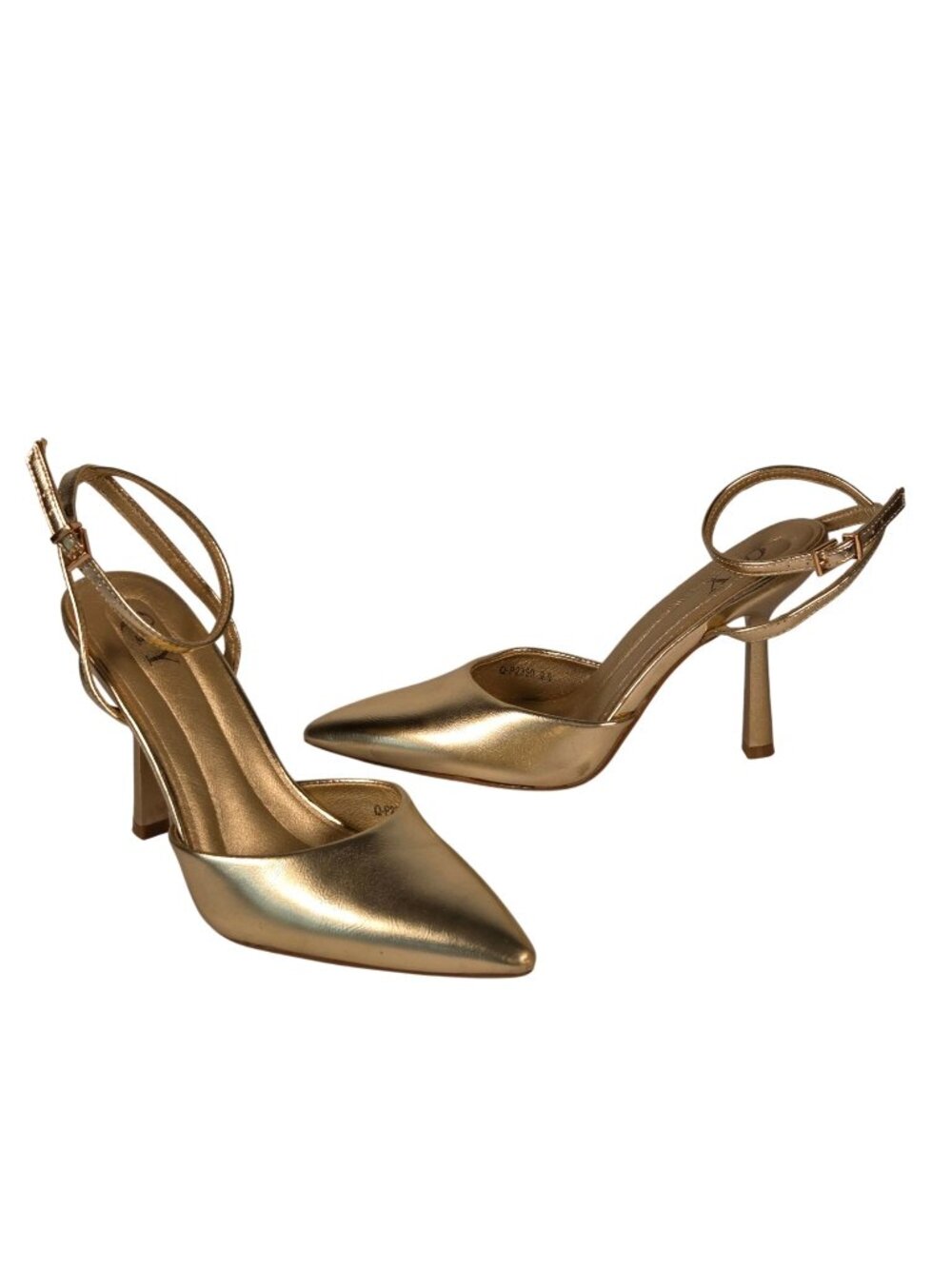 QIY Pointed-Toe Slingback Heels Champagne Gold Size 6.5